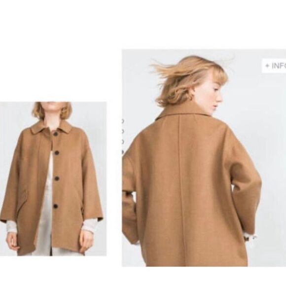 Zara Wool Felt Texture Coat Oversized small - Picture 1 of 7